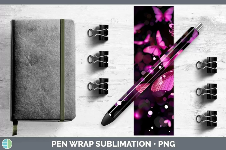 Valentine Glow Butterflies Pen Wrap Sublimation Pen Designs