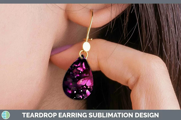 Valentine Glow Butterflies Teardrop Earrings Sublimation Ear