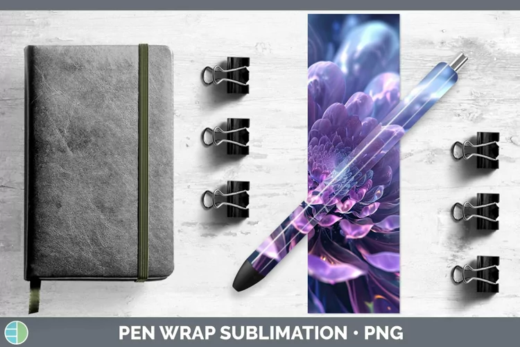 Valentine Glow Flowers Pen Wrap Sublimation Pen Designs