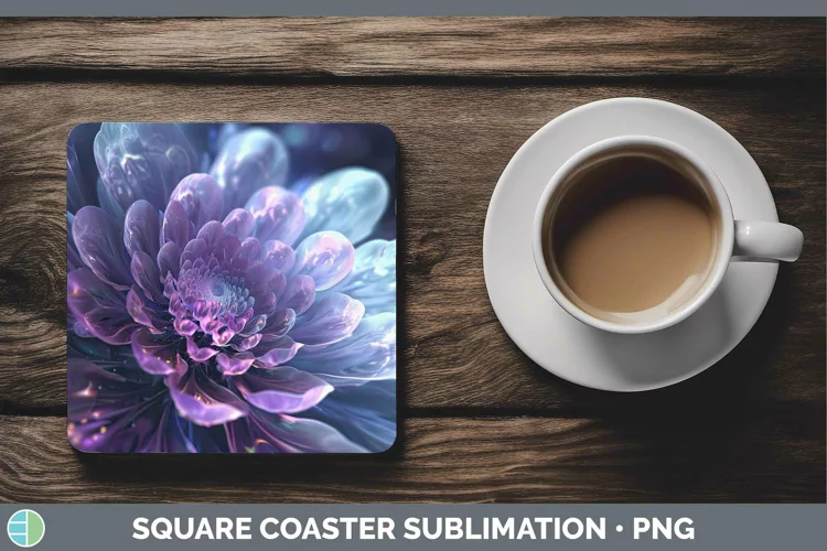 Valentine Glow Flowers Square Coaster Sublimation Coaster De