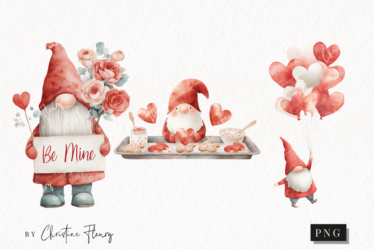 Valentine Gnomes Clipart | Valentines Day PNG
