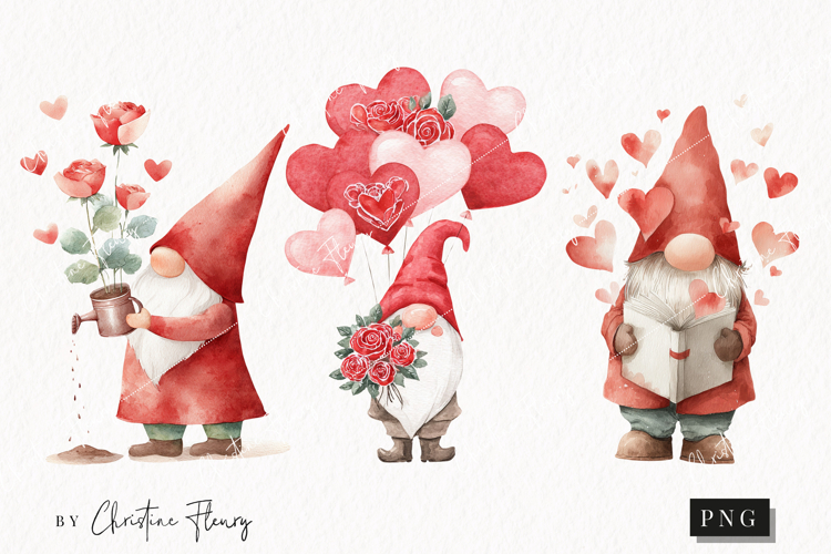 Valentine Gnomes Clipart | Valentines Day PNG
