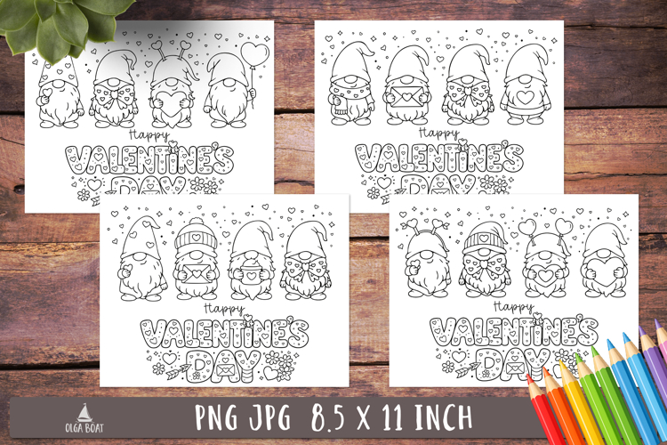 Valentine Gnome Coloring Pages Happy valentines day