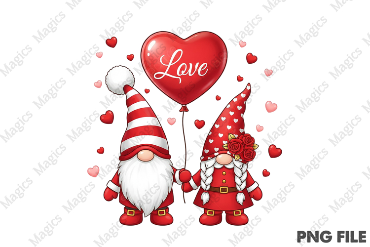 Valentine Gnome Couple Sublimation Png