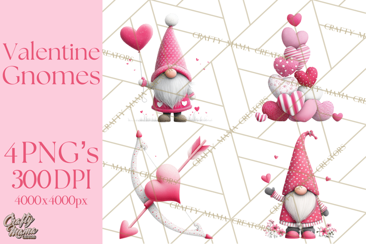 Valentine Gnome Clipart Watercolor Love Gnomes PNG