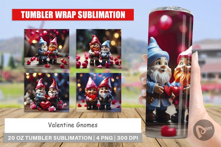Tumbler Sublimation Wrap Valentine Gnomes