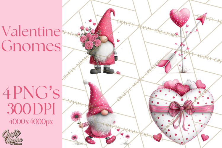 Valentine Gnome Clipart Watercolor Love Gnomes PNG