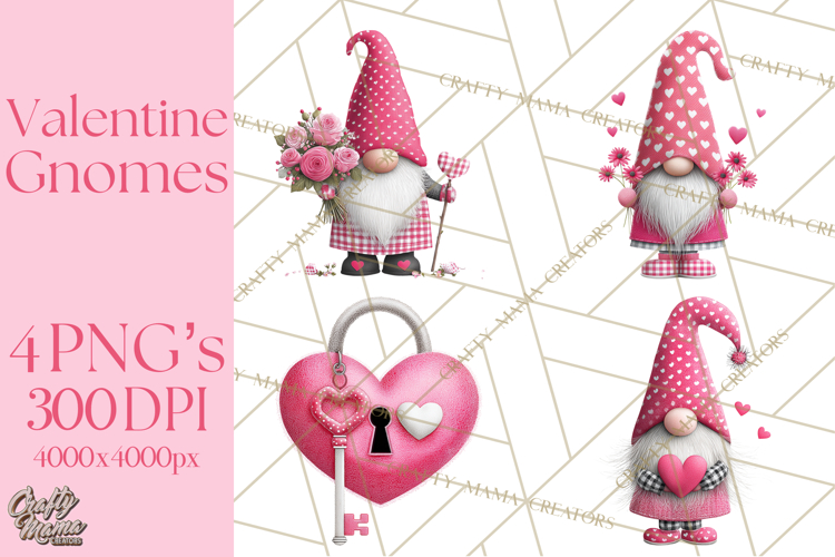 Valentine Gnome Clipart Watercolor Love Gnomes PNG