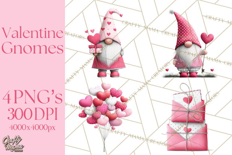 Valentine Gnome Clipart Watercolor Love Gnomes PNG