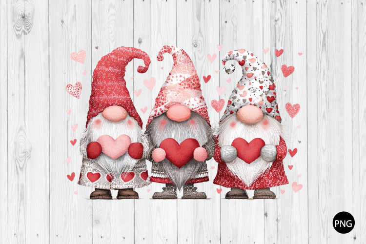 Watercolor Valentines Gnome PNG, Gnomes PNG