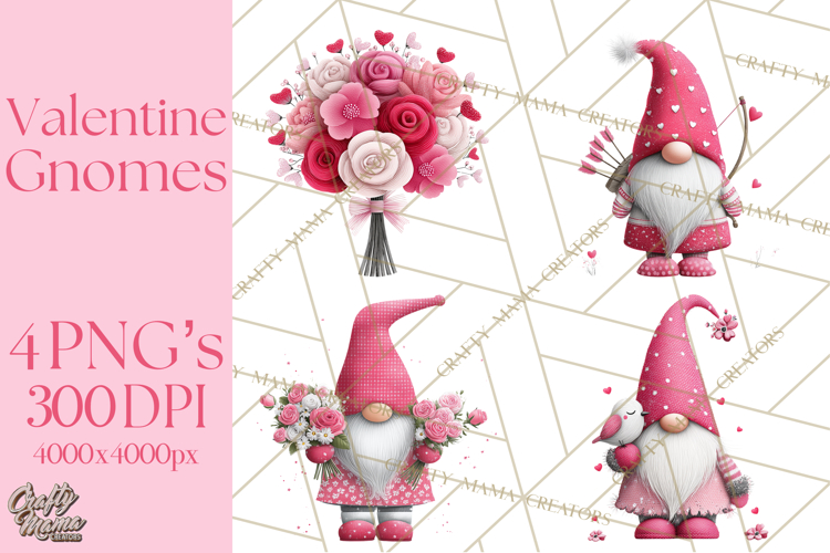 Valentine Gnome Clipart Watercolor Love Gnomes PNG