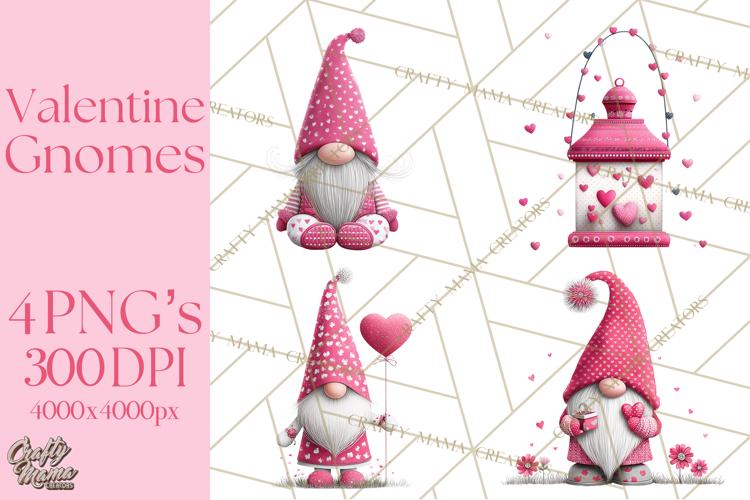 Valentine Gnome Clipart Watercolor Love Gnomes PNG