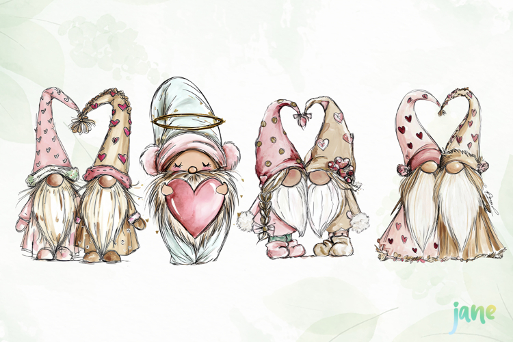 Valentine Gnomes Clipart.