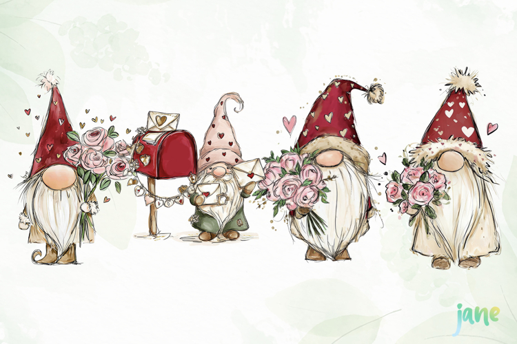 Valentine Gnomes Clipart.
