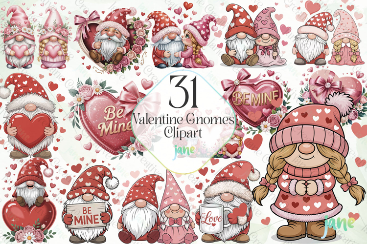 Valentine Gnomes Clipart
