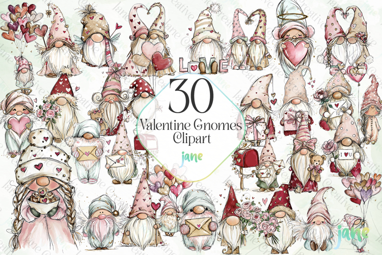 Valentine Gnomes Clipart