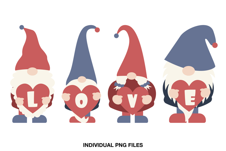Valentine Gnomes Clipart, LOVE Letters PNG Files