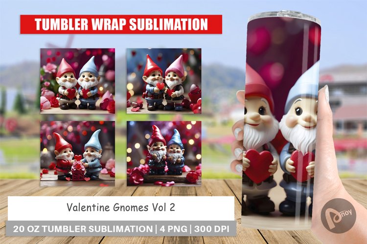 Tumbler Sublimation Wrap Valentine Gnomes