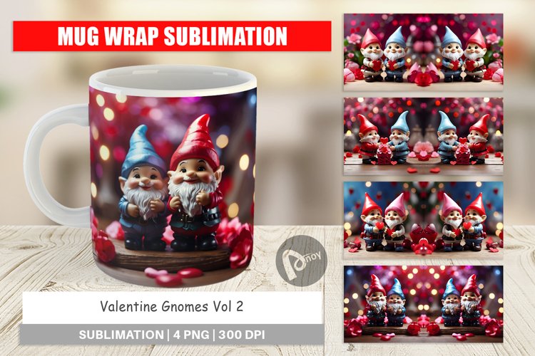 Mug sublimation design Valentine Gnomes