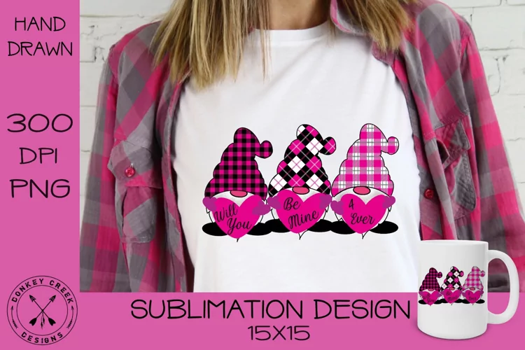 Hand Drawn Valentine's Day Gnomes Sublimation PNG