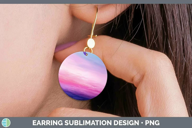 Valentine Gradient Ombre Round Earrings Sublimation Earrings