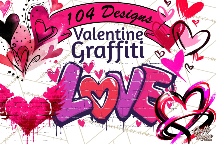 Graffiti Valentine PNG Clip Art, Street Art Hearts Love