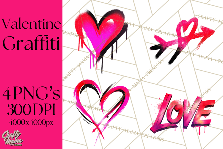 Graffiti Valentine PNG Clip Art, Street Art Hearts Love