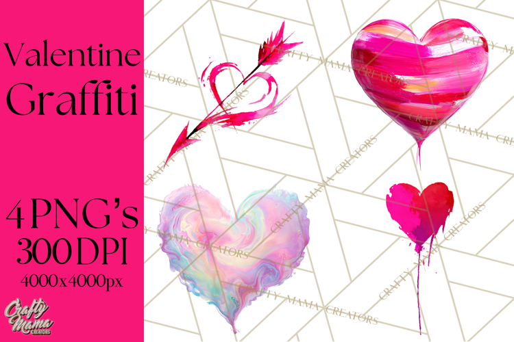 Graffiti Valentine PNG Clip Art, Street Art Hearts Love