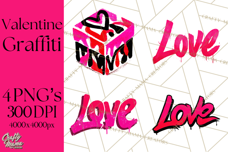 Graffiti Valentine PNG Clip Art, Street Art Hearts Love