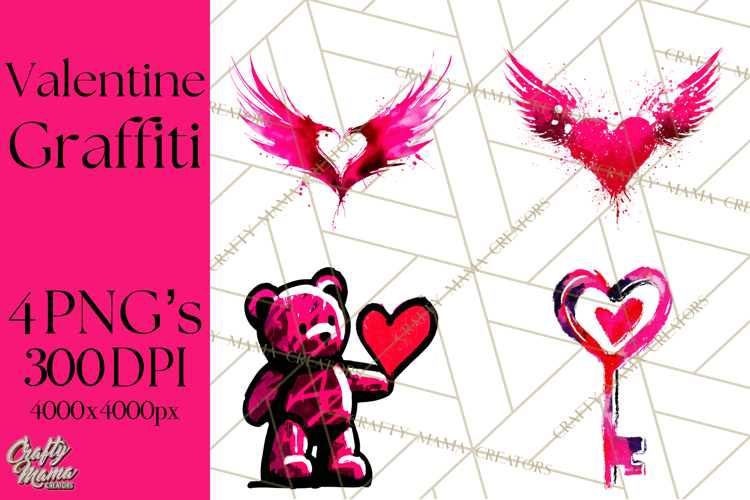 Graffiti Valentine PNG Clip Art, Street Art Hearts Love