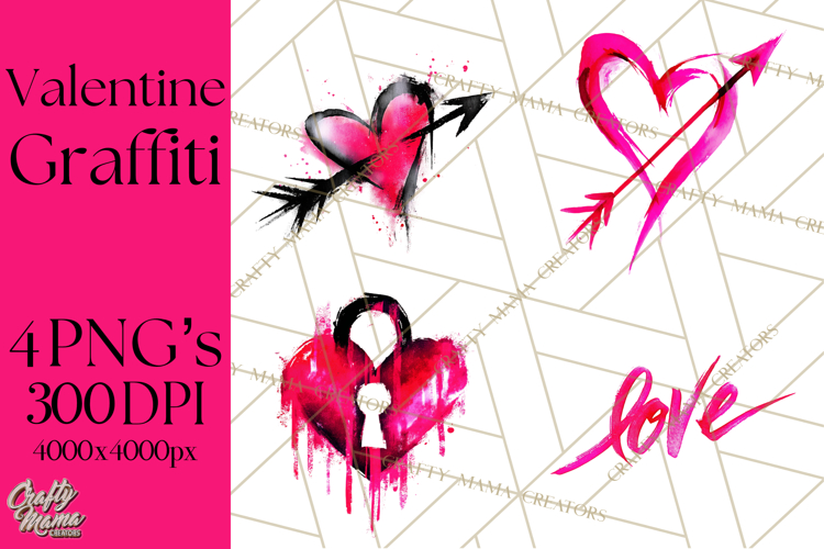 Graffiti Valentine PNG Clip Art, Street Art Hearts Love