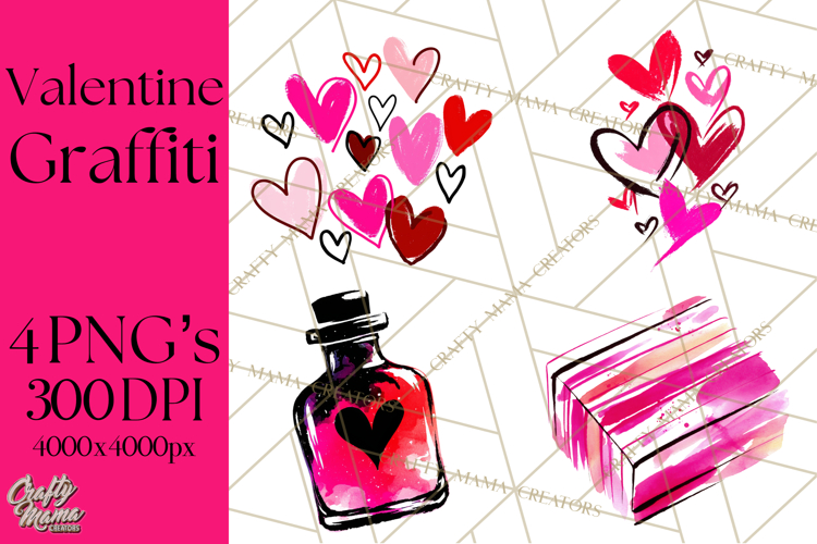 Graffiti Valentine PNG Clip Art, Street Art Hearts Love