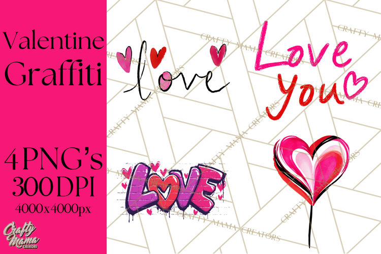 Graffiti Valentine PNG Clip Art, Street Art Hearts Love