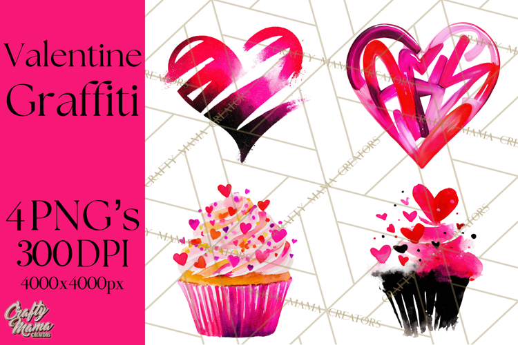 Graffiti Valentine PNG Clip Art, Street Art Hearts Love