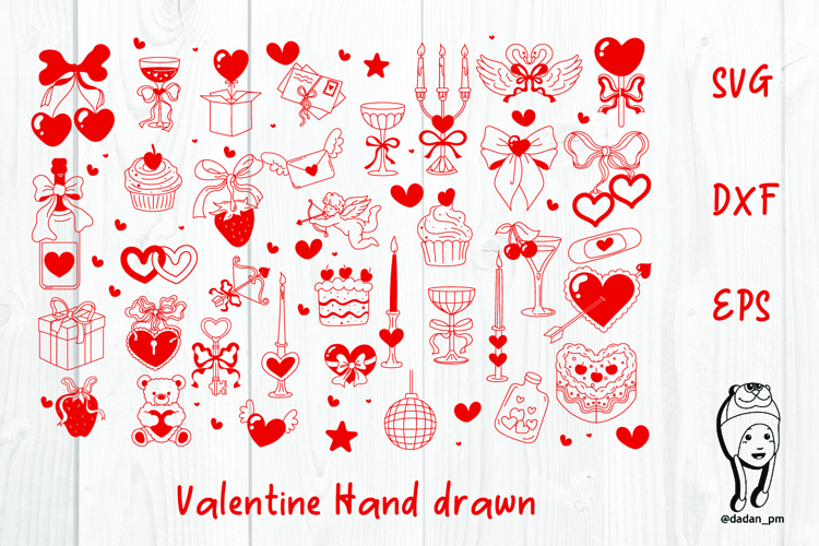 Handrawn valentine set illustration