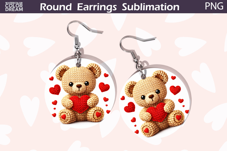 Bear Heart Round Earrings | Cute Animal Earrings