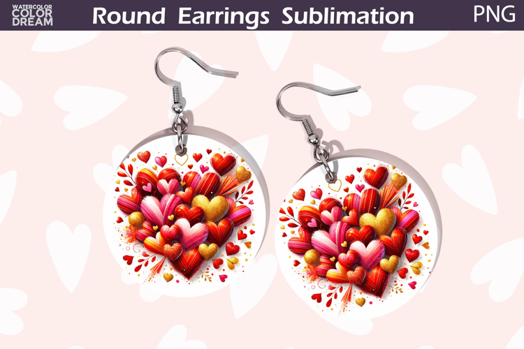 Heart Round Earrings | Valentine Round Earrings