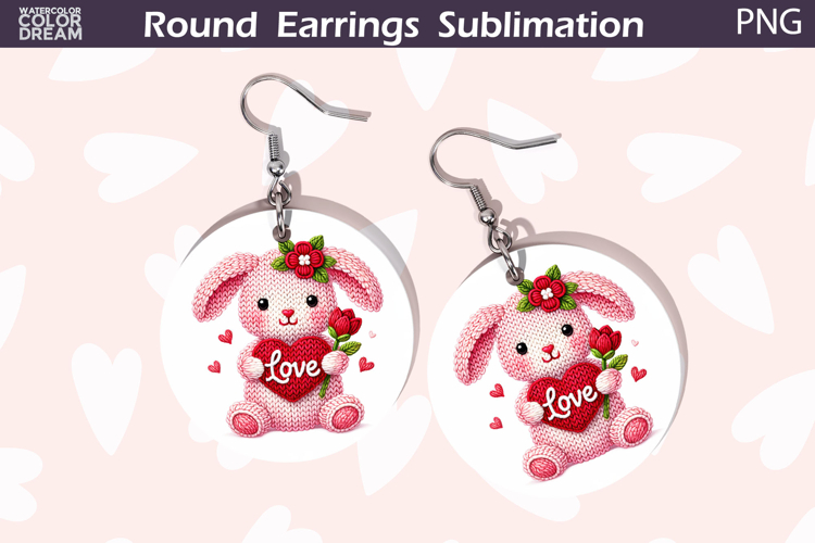 Bunny Heart Round Earrings | Cute Animal Earrings