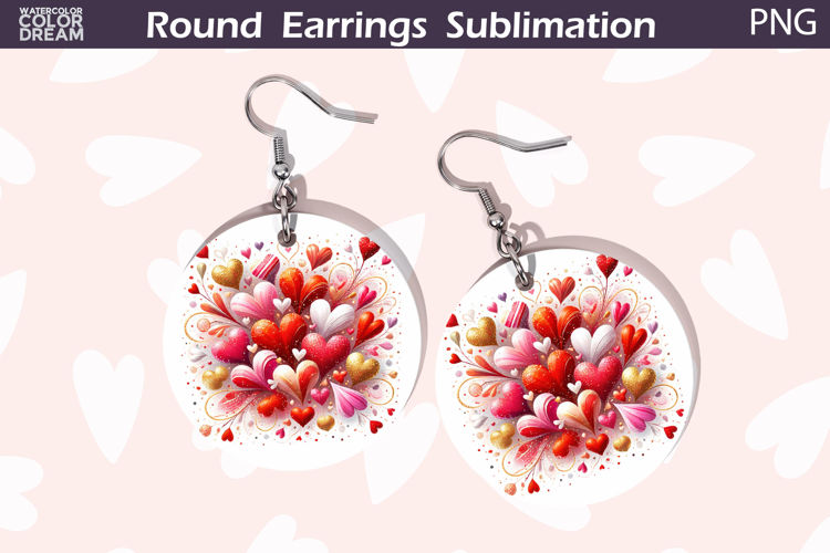 Heart Round Earrings | Valentine Round Earrings