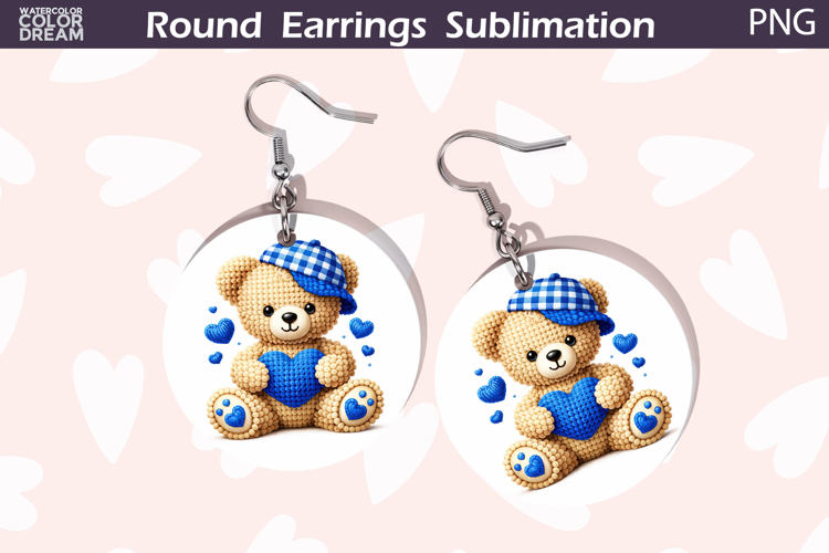 Bear Heart Round Earrings | Cute Animal Earrings