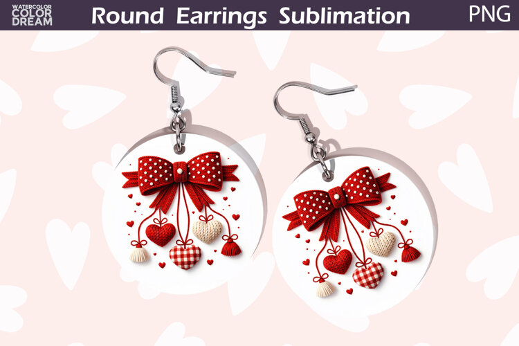 Heart Round Earrings | Valentine Round Earrings example image 1
