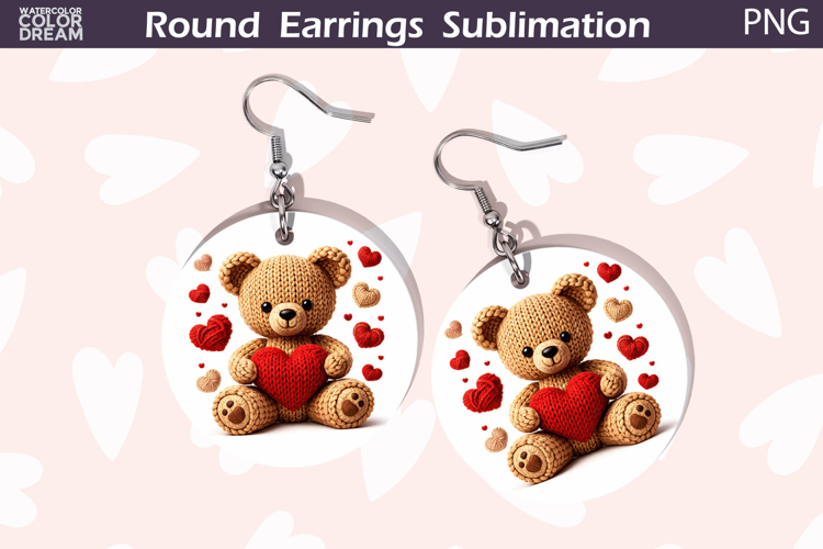 Bear Heart Round Earrings | Cute Animal Earrings