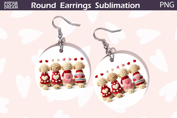 Dog Heart Round Earrings | Cute Animal Earrings