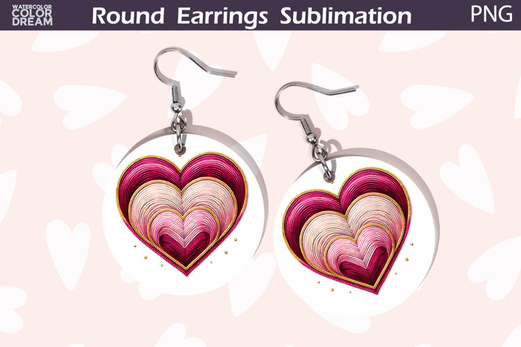 Heart Round Earrings | Valentine Round Earrings example image 1