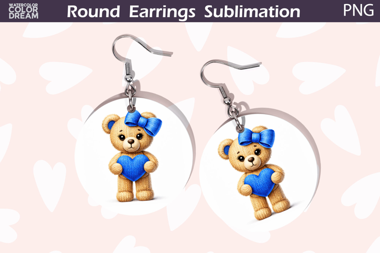 Bear Heart Round Earrings | Cute Animal Earrings