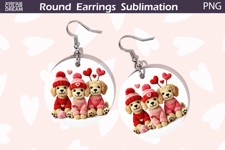 Dog Heart Round Earrings | Cute Animal Earrings