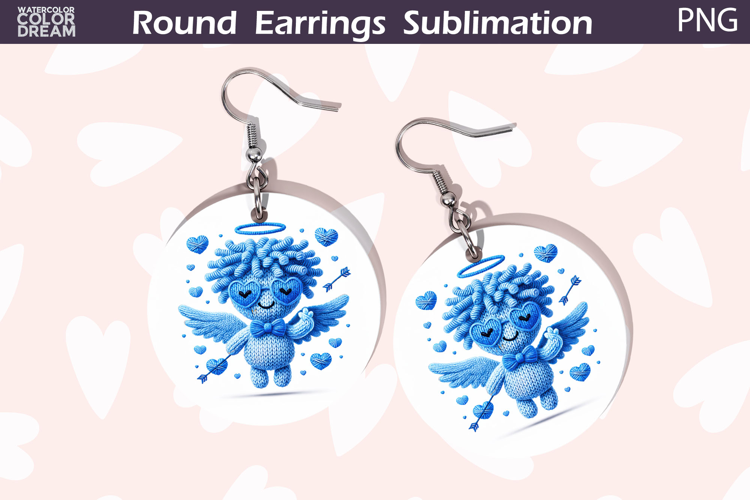 Cupid Heart Round Earrings | Cute Character Earrings