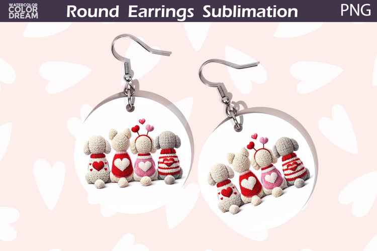 Dog Heart Round Earrings | Cute Animal Earrings