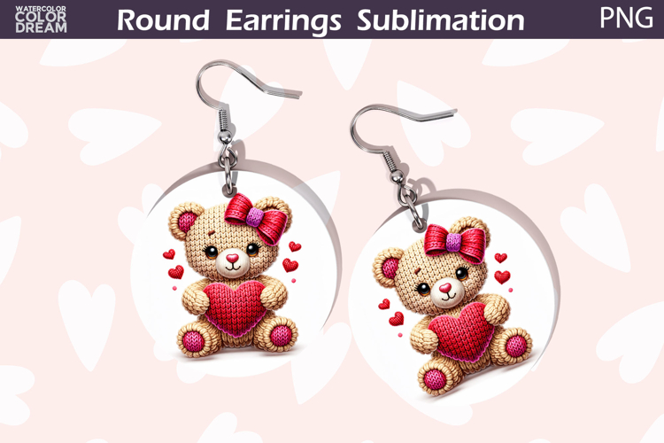Bear Heart Round Earrings | Cute Animal Earrings