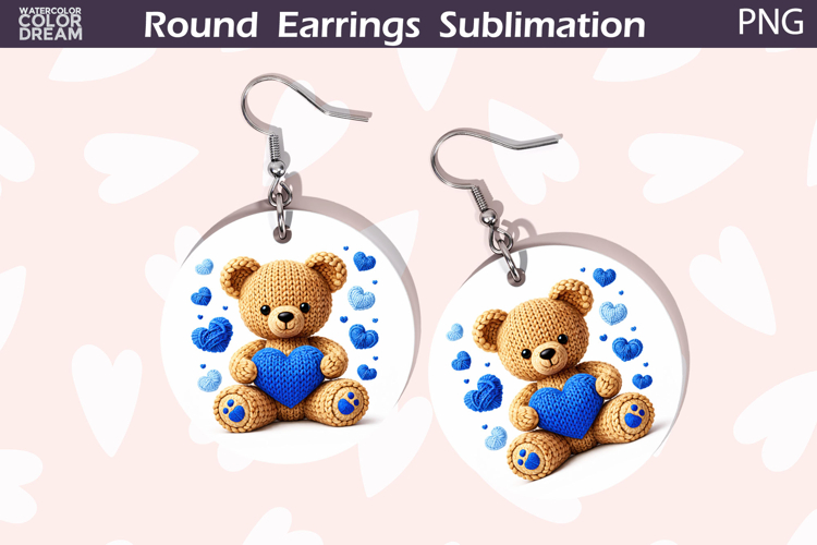 Bear Heart Round Earrings | Cute Animal Earrings